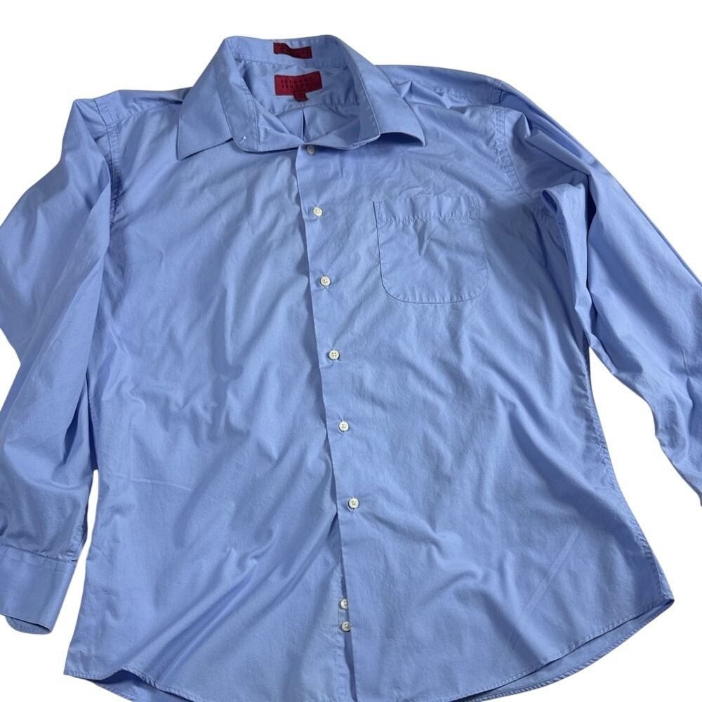 Bergamo New‎ York Mens Fitted Dress Shirt Blue Cotton Blend 16 16.5 34/35 L